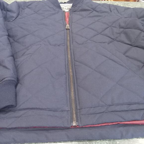 Levi's Jacket Mens LG Diamond Quilted Lightweight Navy Barn Trucker Work Jacket - Picture 2 of 14